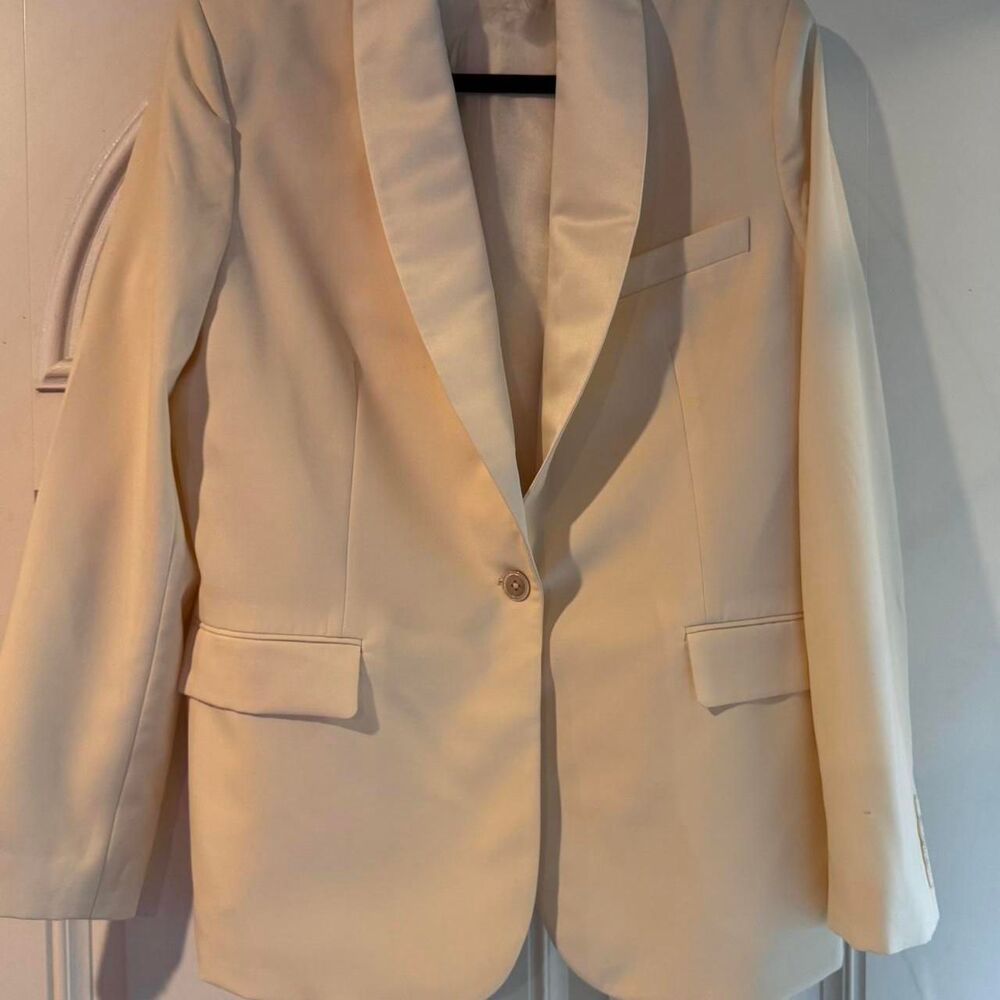Polo Ralph Lauren Women's White Tuxedo Wool Jacket